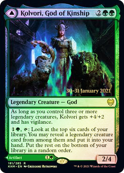 Kolvori, God of Kinship // The Ringhart Crest   [Kaldheim Prerelease Promos] | Tabernacle Games
