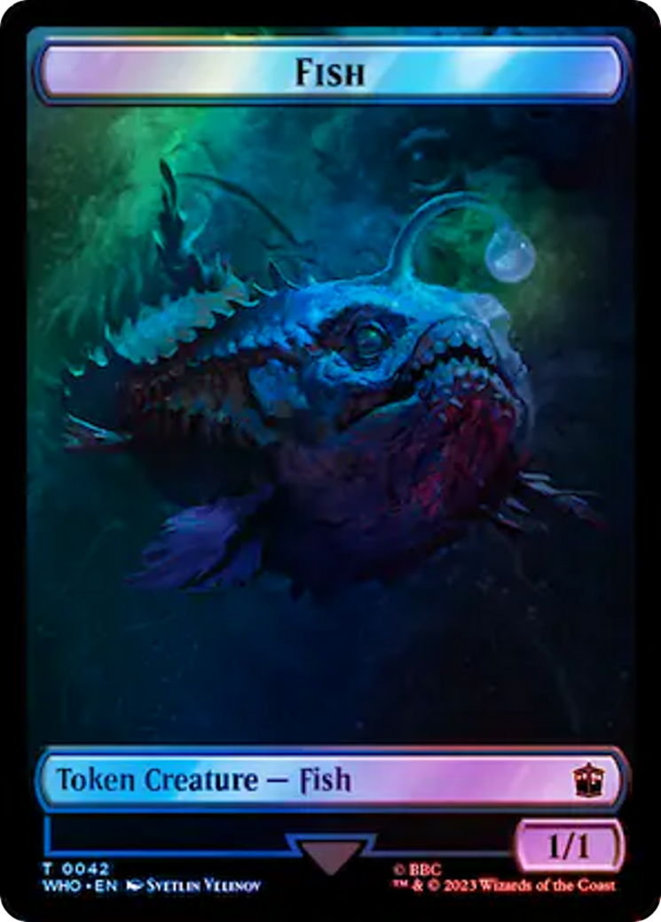 Fish // Alien Salamander Double-Sided Token (Surge Foil) [Doctor Who Tokens] | Tabernacle Games